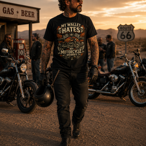 Biker motorcycle graphic t-shirt product image