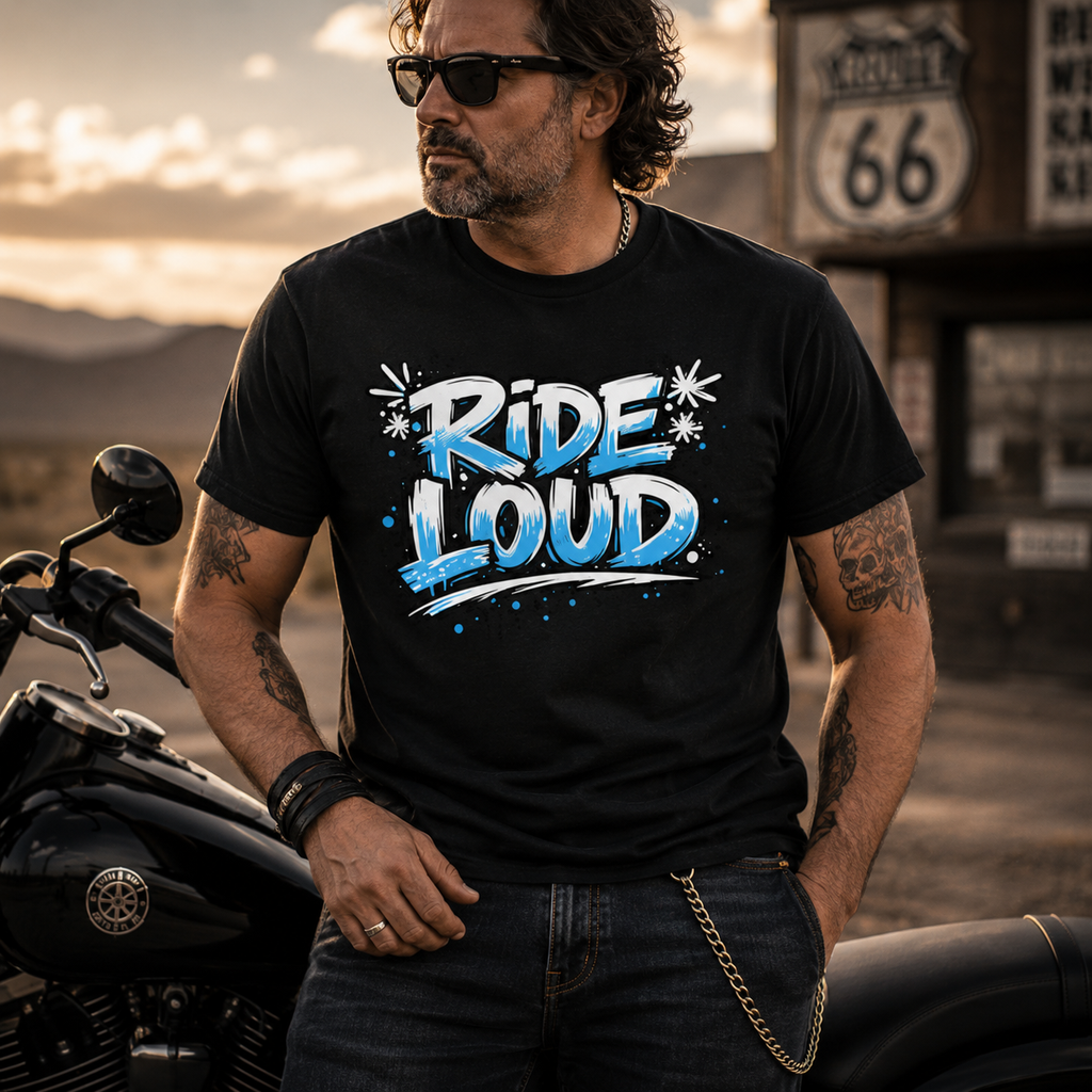Ride Loud Motorcycle Graphic Tee main graphic tee image