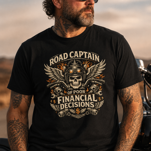 Biker motorcycle graphic t-shirt product image