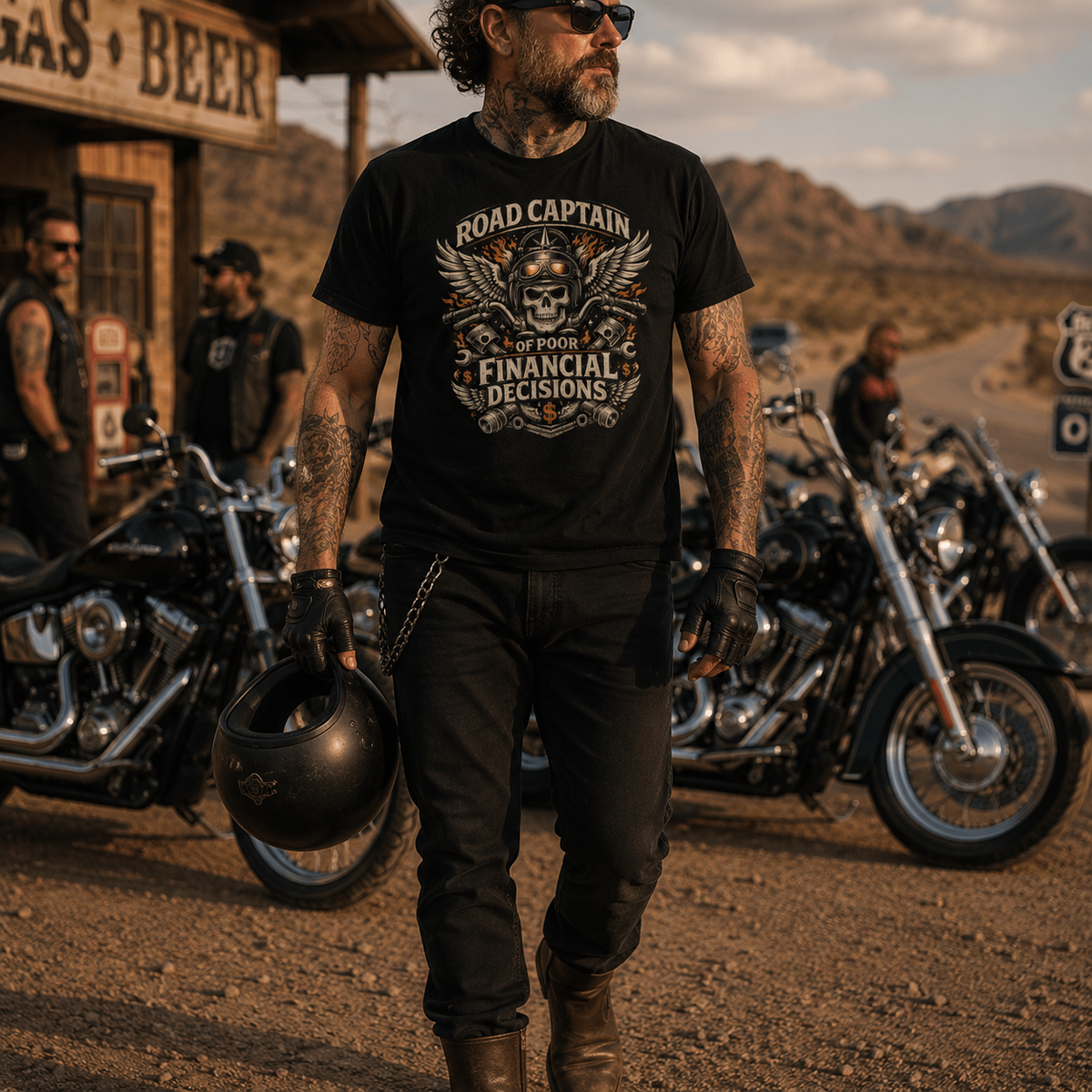 Biker motorcycle graphic t-shirt product image