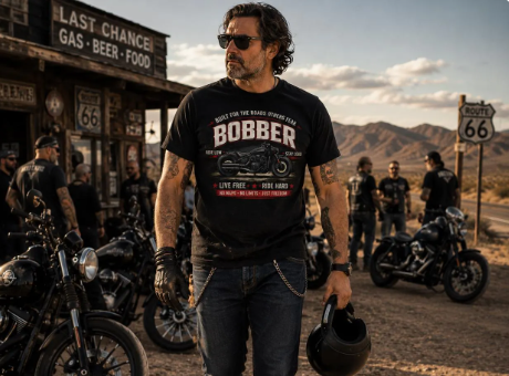 Biker motorcycle graphic t-shirt product image