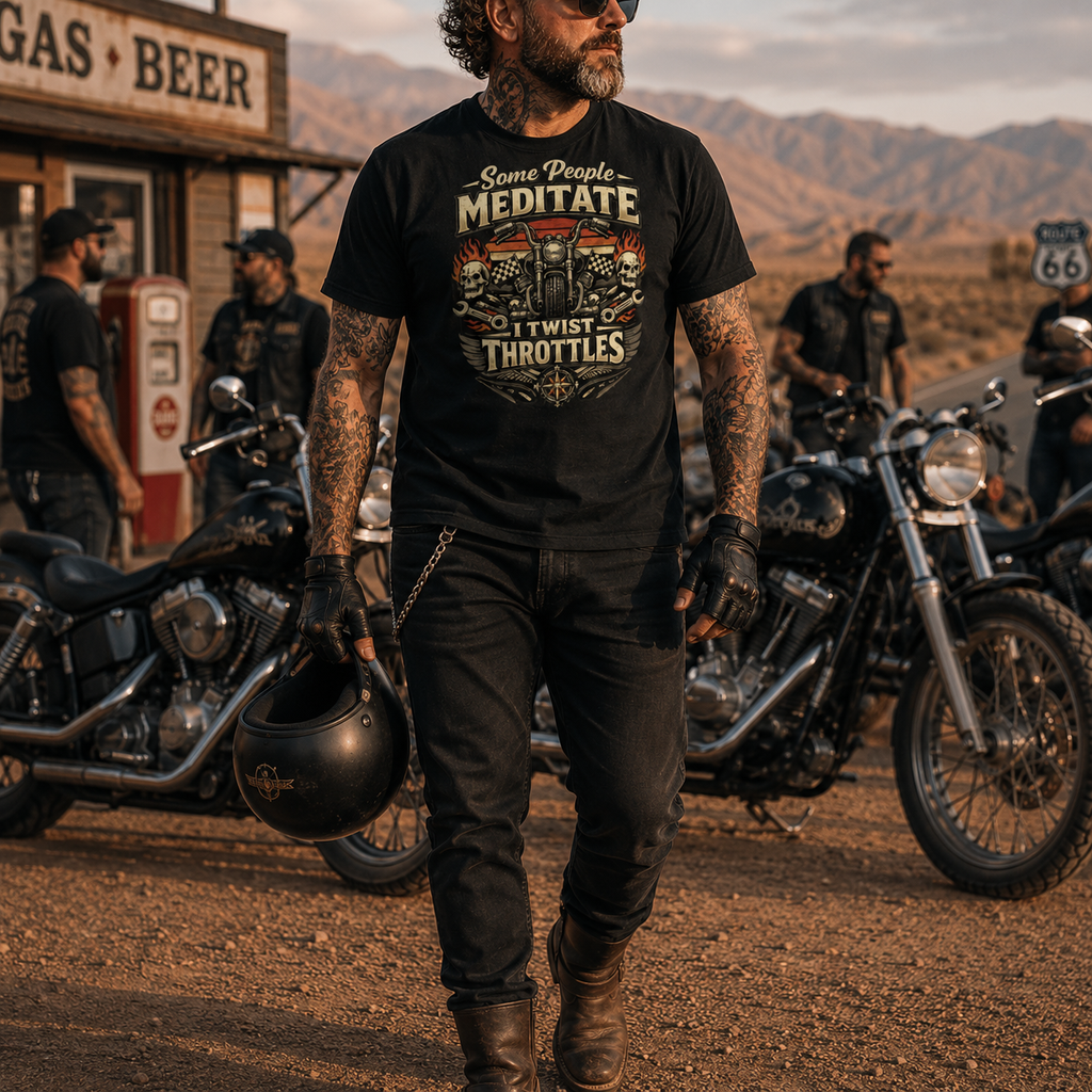 Biker motorcycle graphic t-shirt product image