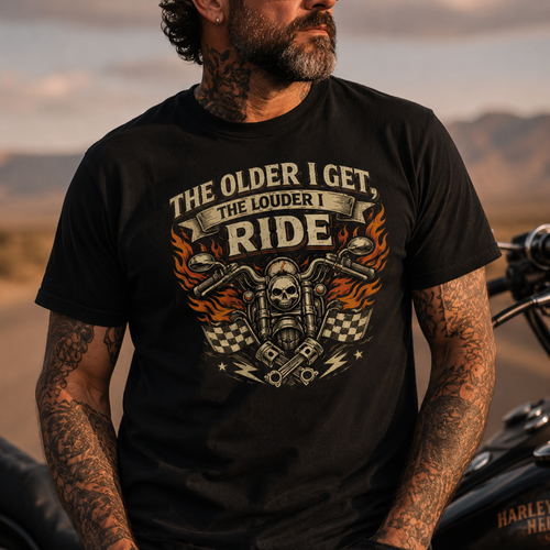 Biker motorcycle graphic t-shirt product image