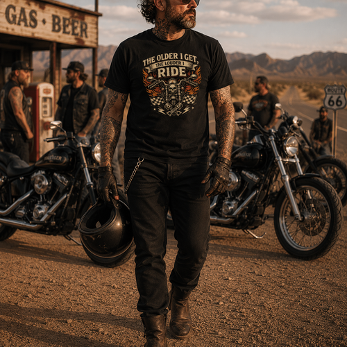 Biker motorcycle graphic t-shirt product image