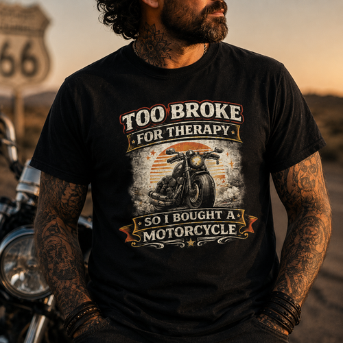Biker motorcycle graphic t-shirt product image
