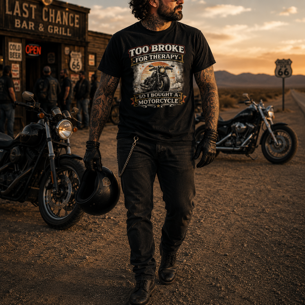 Biker motorcycle graphic t-shirt product image