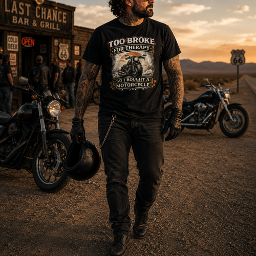 Biker motorcycle graphic t-shirt product image