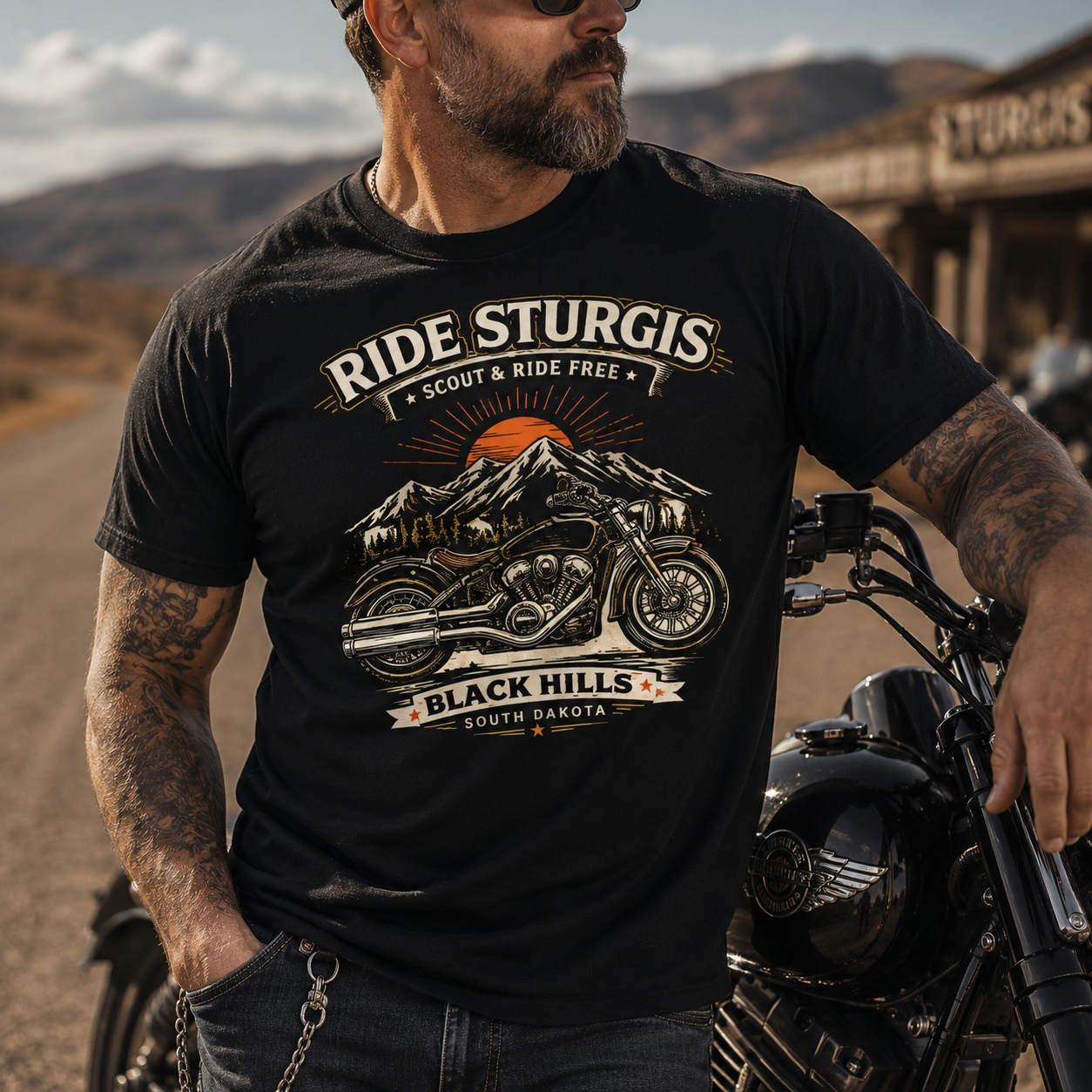 Unisex Sturgis Black Hills Ride Free Motorcycle Graphic Tee product image
