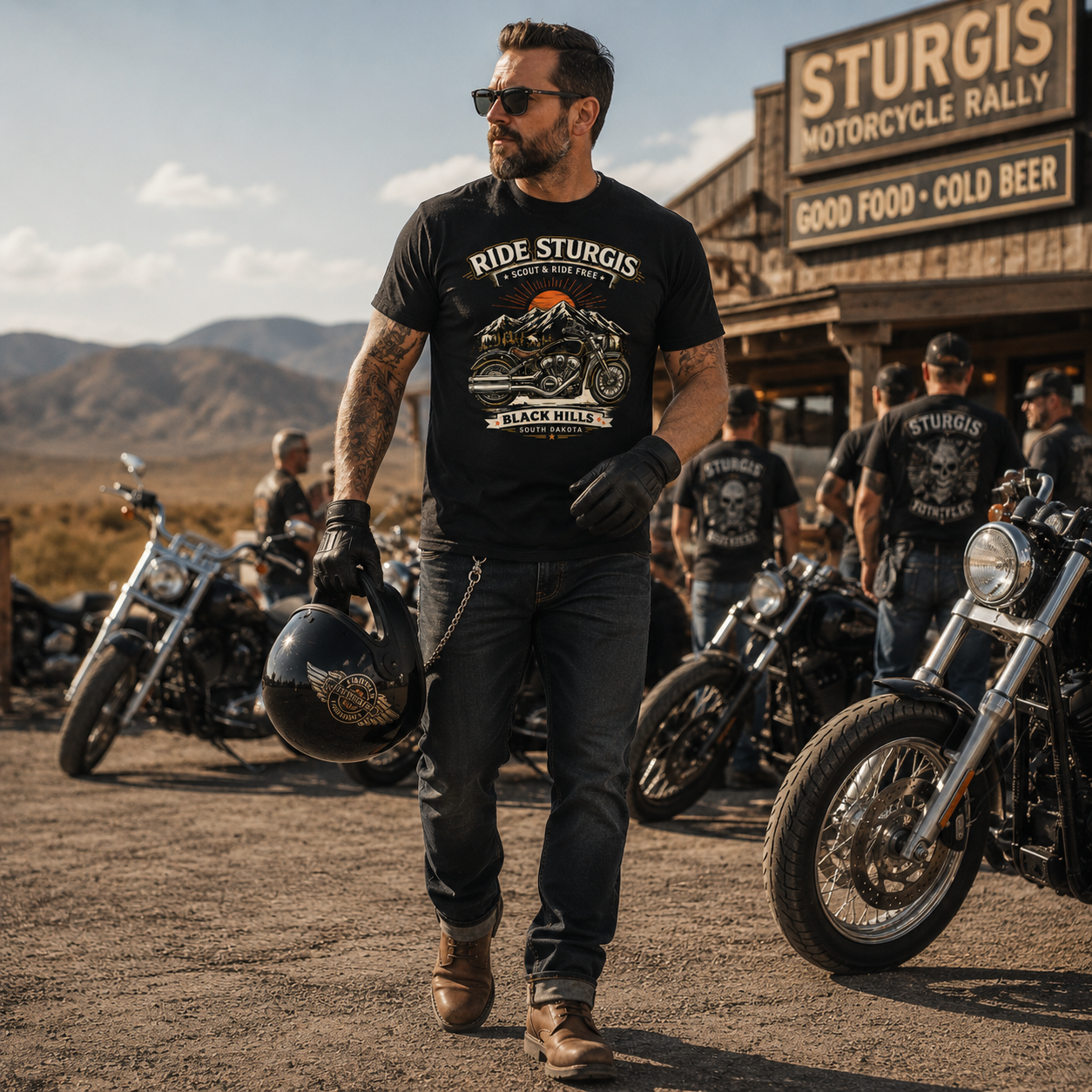 Unisex Sturgis Black Hills Ride Free Motorcycle Graphic Tee product image