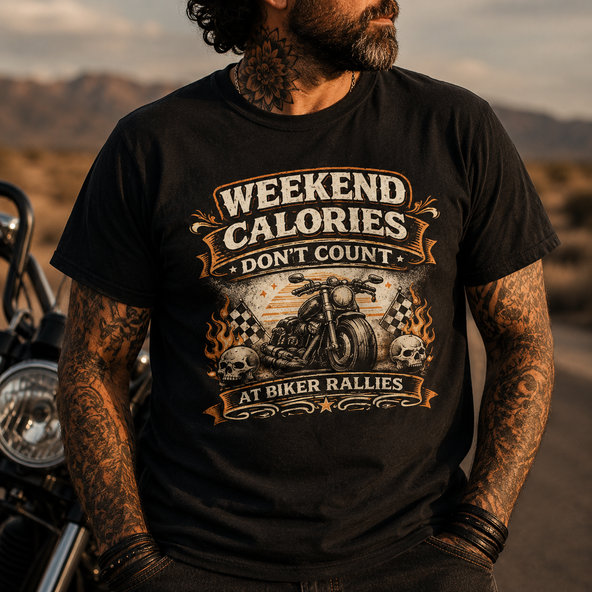 Biker motorcycle graphic t-shirt product image