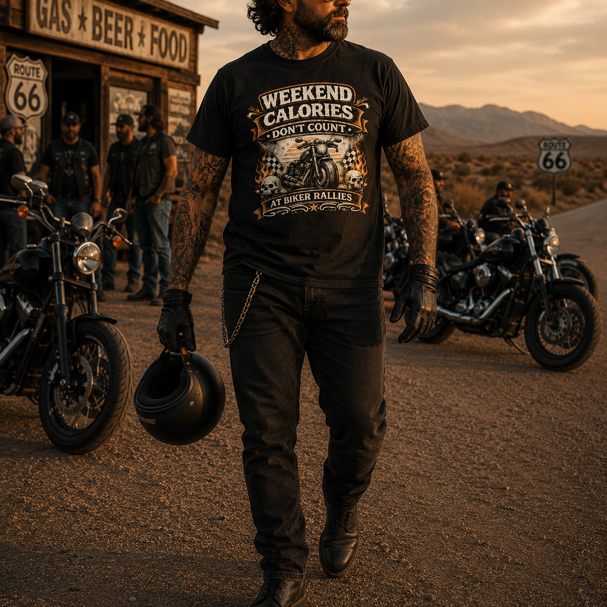 Biker motorcycle graphic t-shirt product image