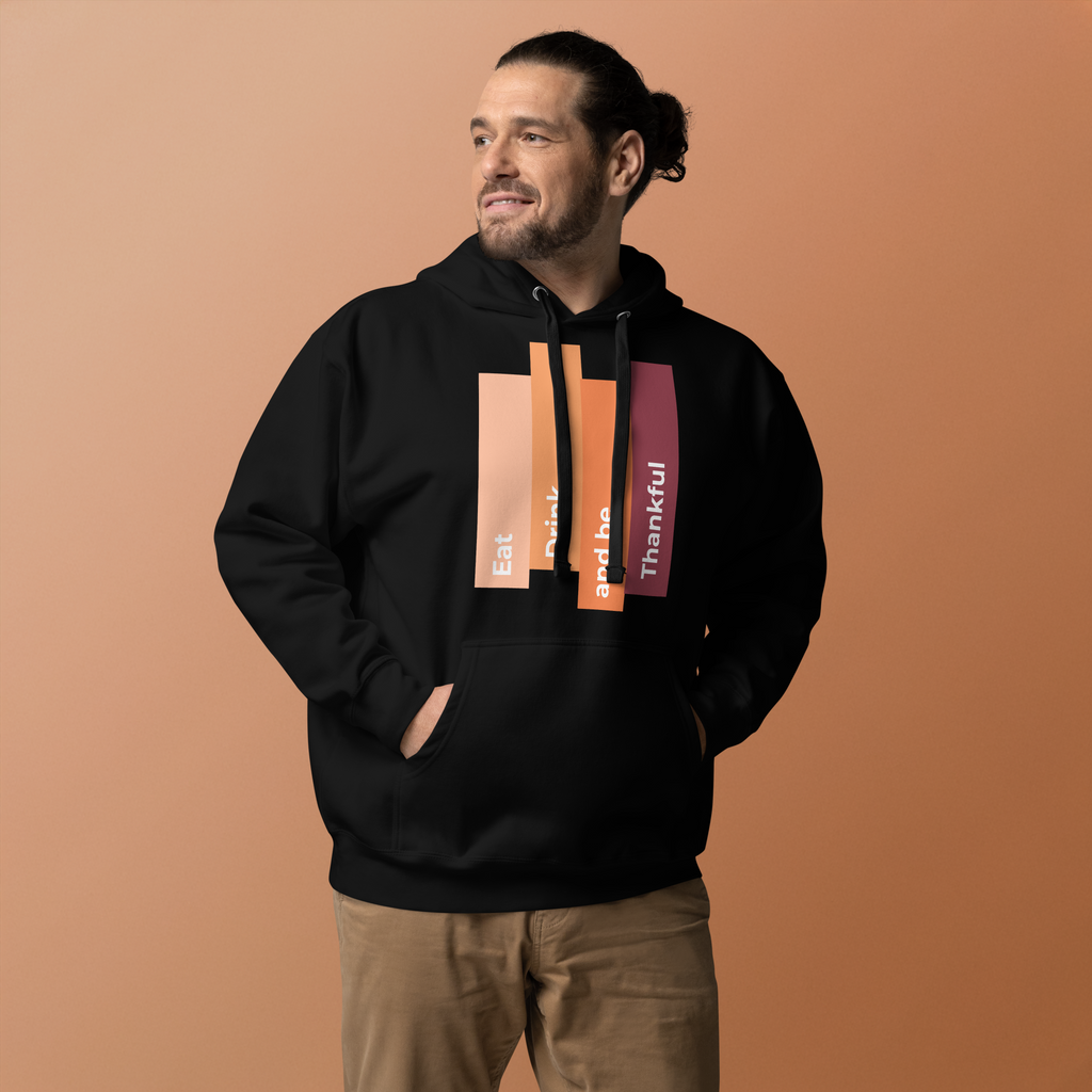 Unisex Eat Drink Be Thankful Fall Premium Pullover Hoodie black