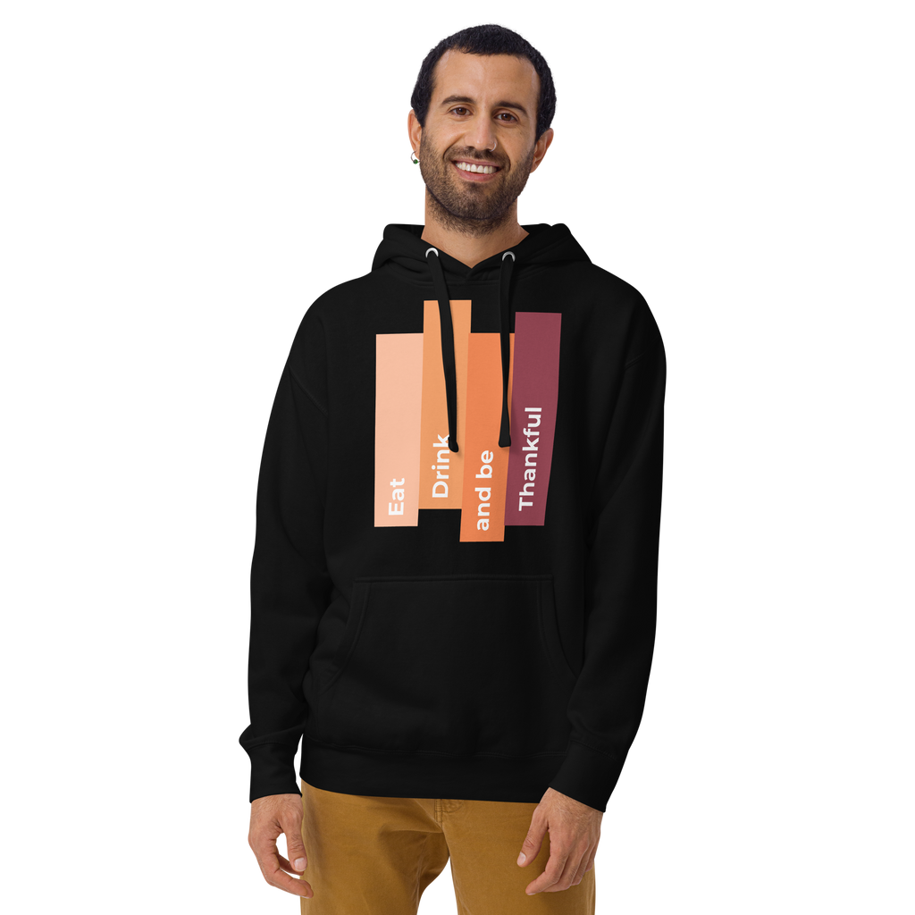 Unisex Eat Drink Be Thankful Fall Premium Pullover Hoodie black