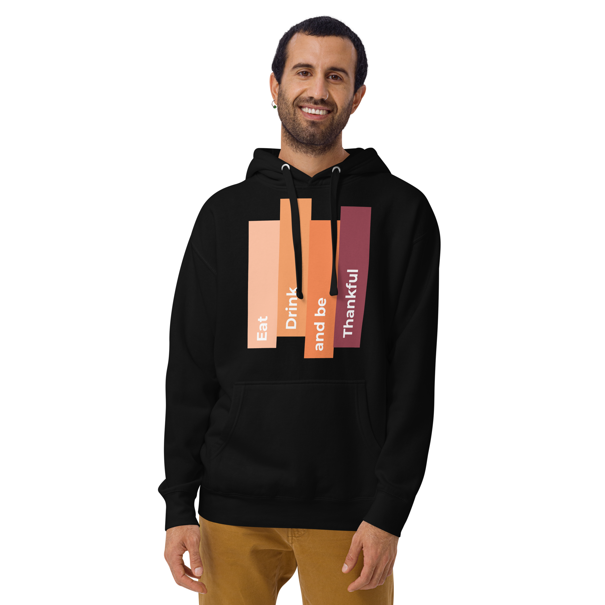 Unisex Eat Drink Be Thankful Fall Premium Pullover Hoodie black