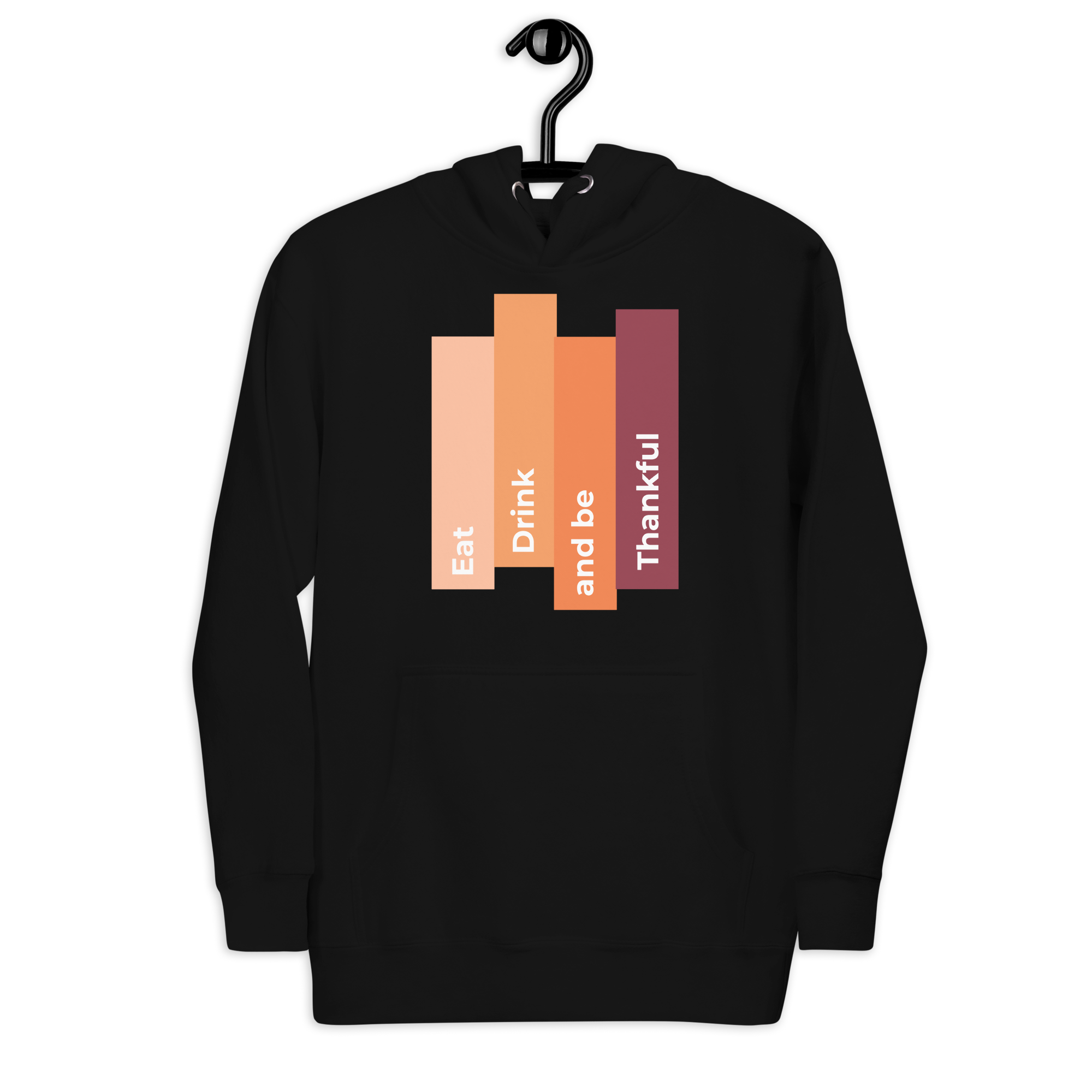 Unisex Eat Drink Be Thankful Fall Premium Pullover Hoodie black