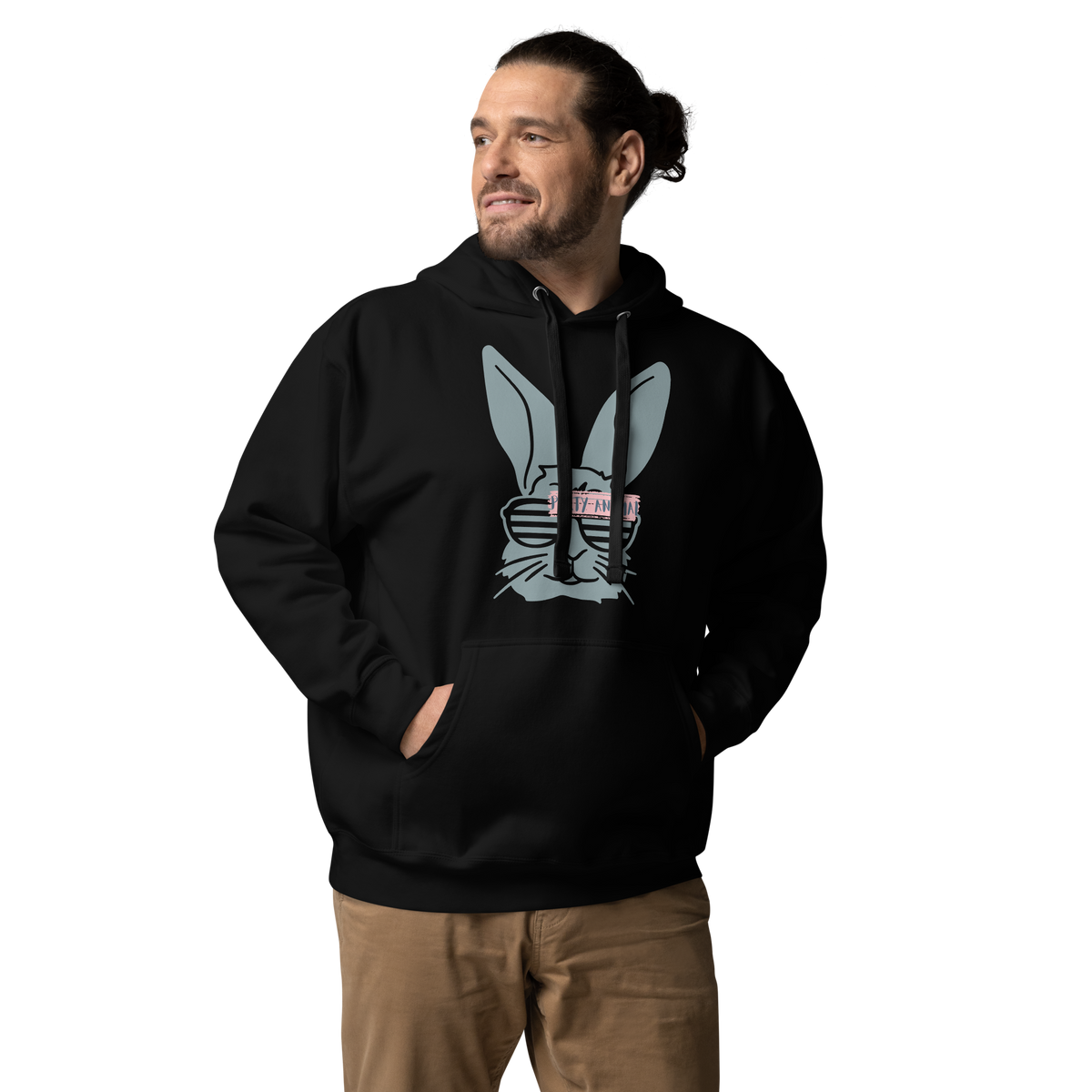 Unisex Stay Weird Bunny Graphic Premium Pullover Hoodie Black
