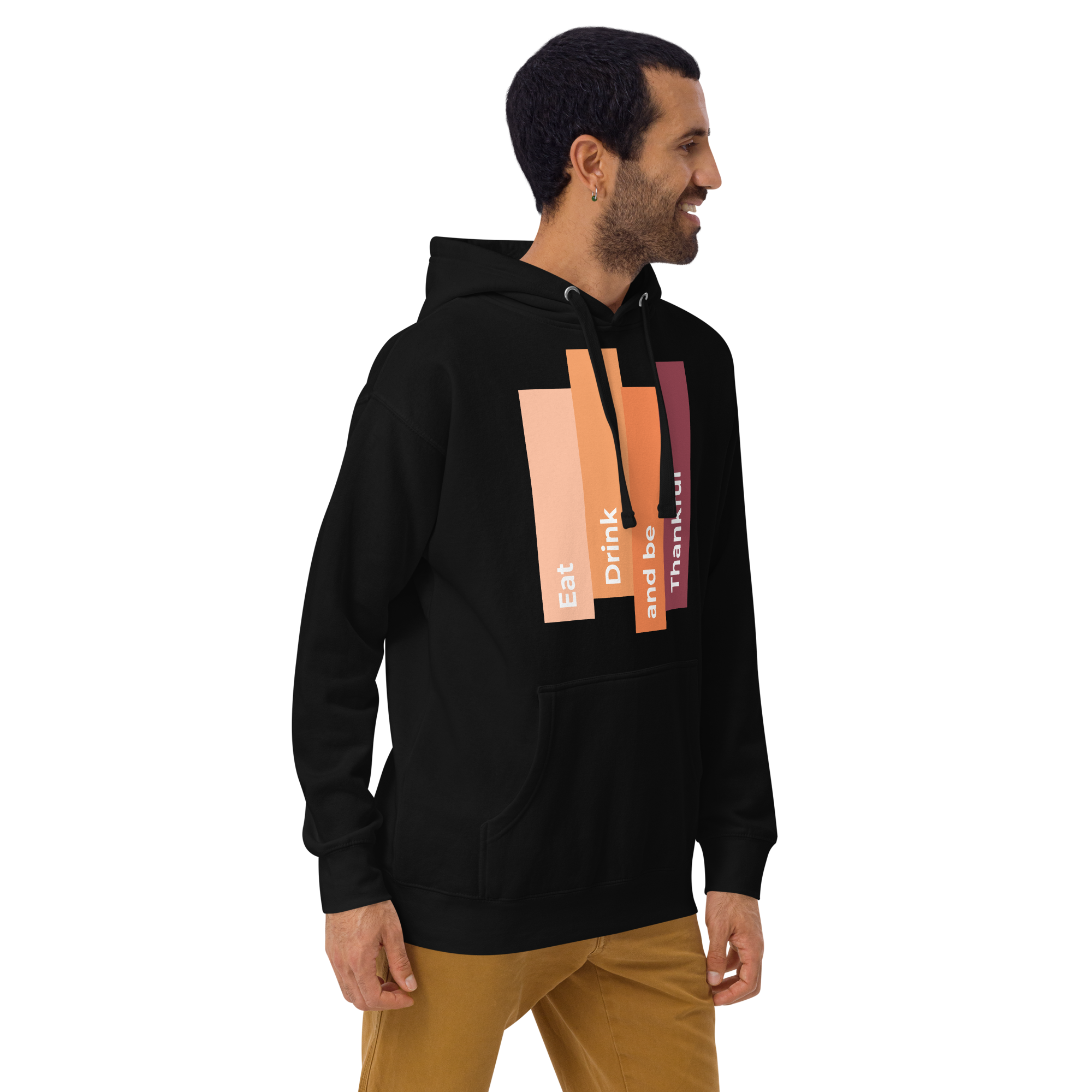 Unisex Eat Drink Be Thankful Fall Premium Pullover Hoodie black