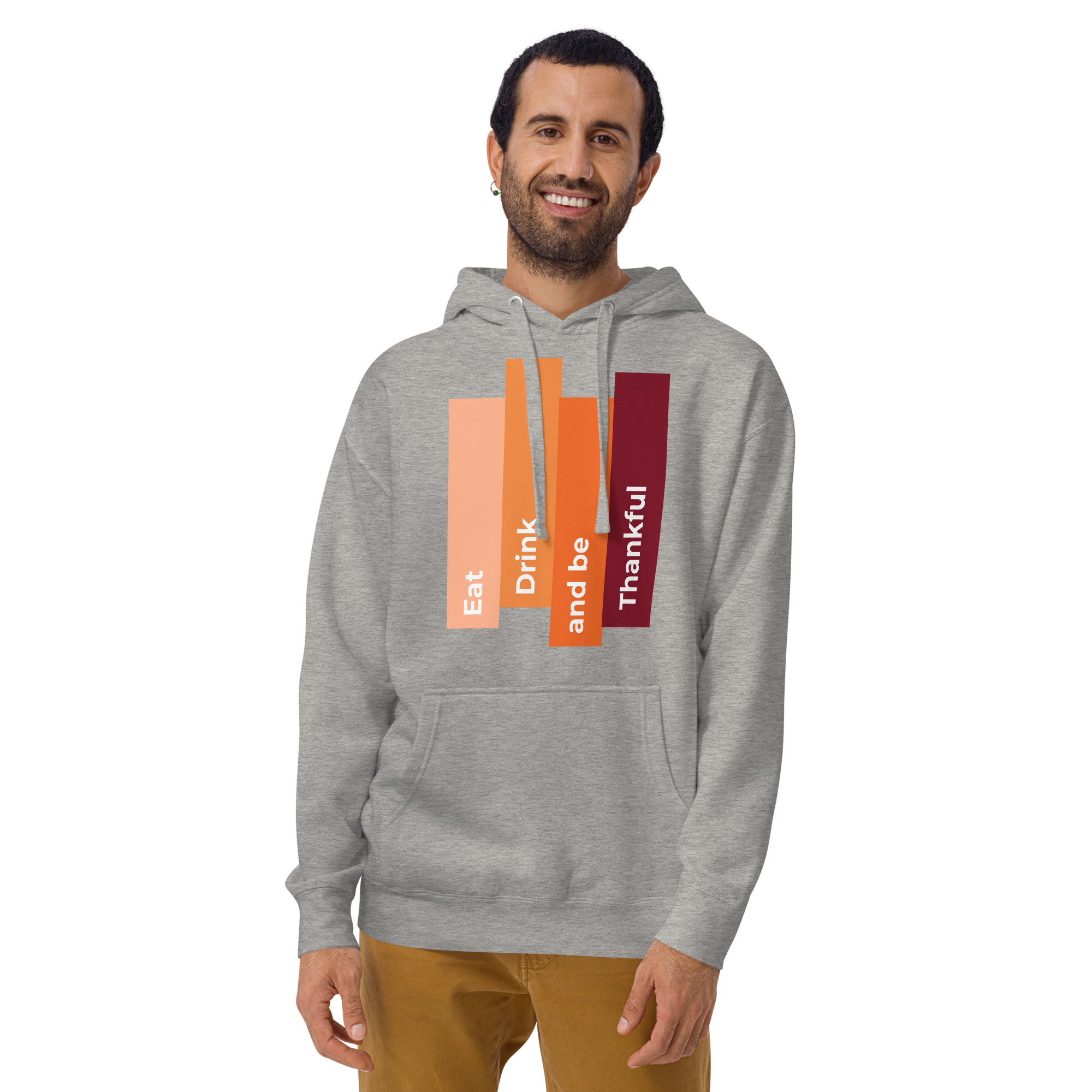 Unisex Eat Drink Be Thankful Fall Premium Pullover Hoodie carbon-grey
