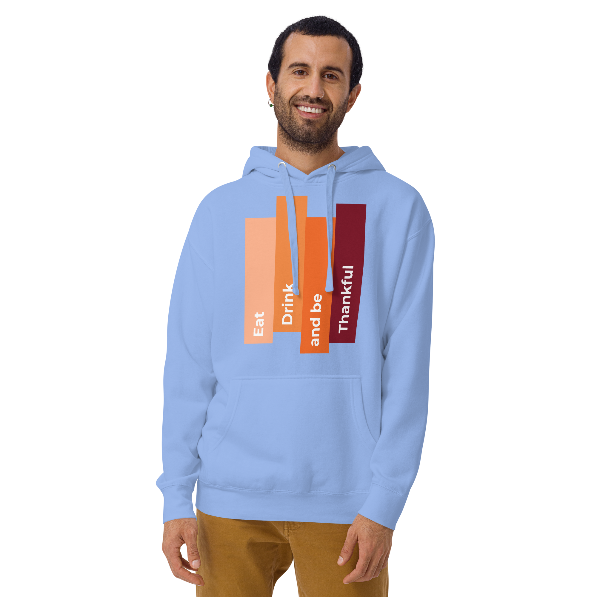 Unisex Eat Drink Be Thankful Fall Premium Pullover Hoodie carolina-blue