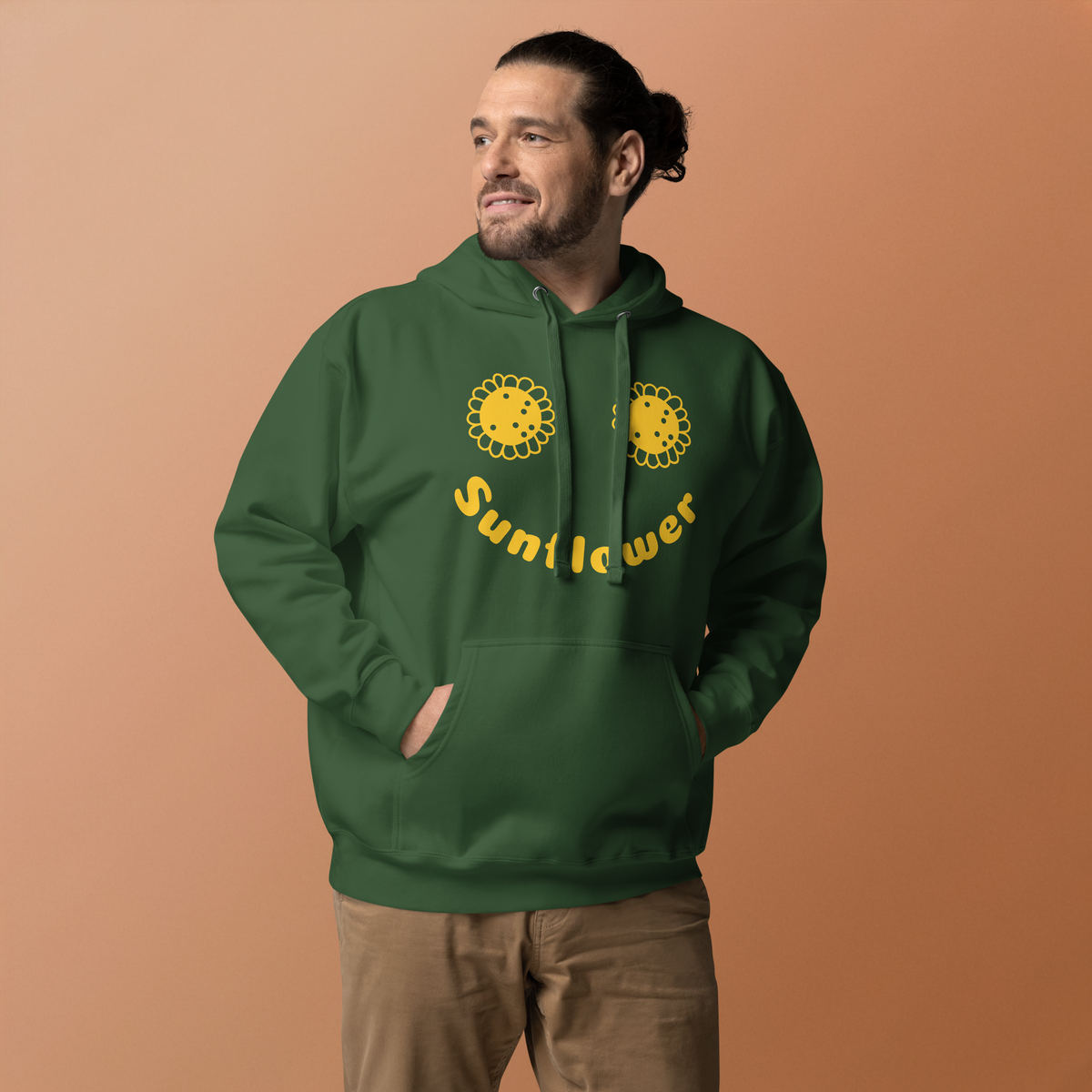 Unisex Sunflower Graphic Premium Pullover Hoodie forest-green