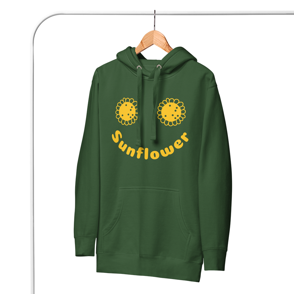 Unisex Sunflower Graphic Premium Pullover Hoodie forest-green