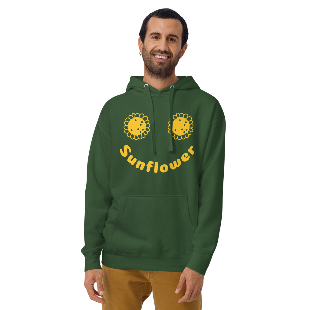Unisex Sunflower Graphic Premium Pullover Hoodie forest-green