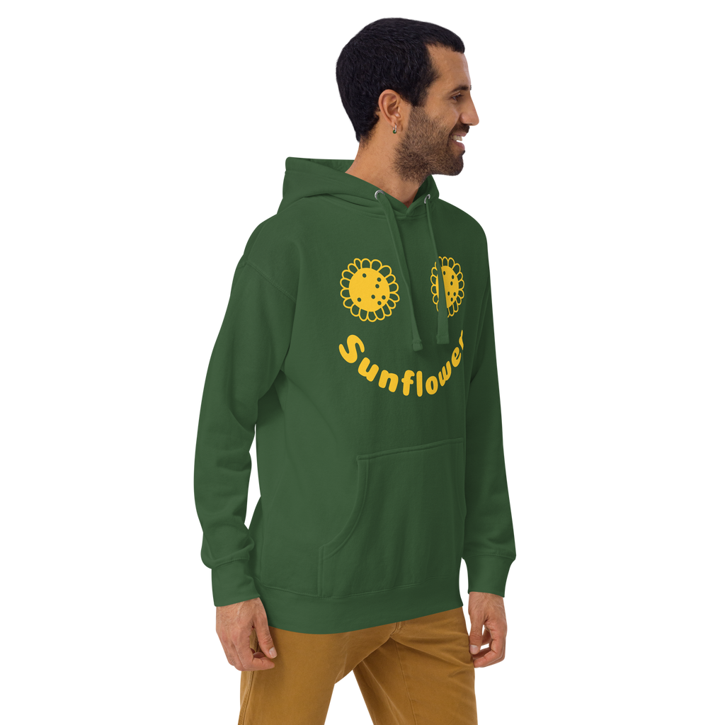 Unisex Sunflower Graphic Premium Pullover Hoodie forest-green