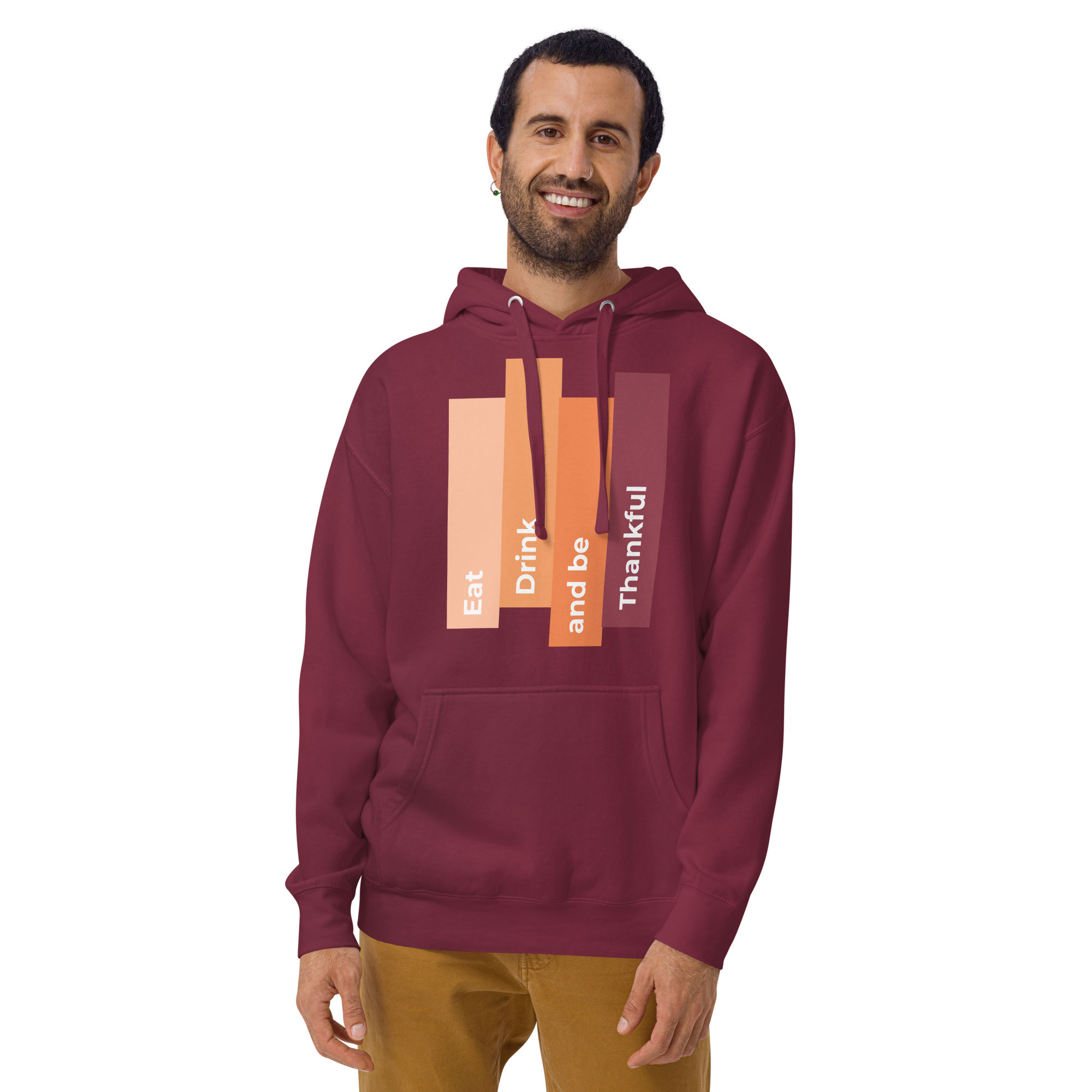Unisex Eat Drink Be Thankful Fall Premium Pullover Hoodie maroon