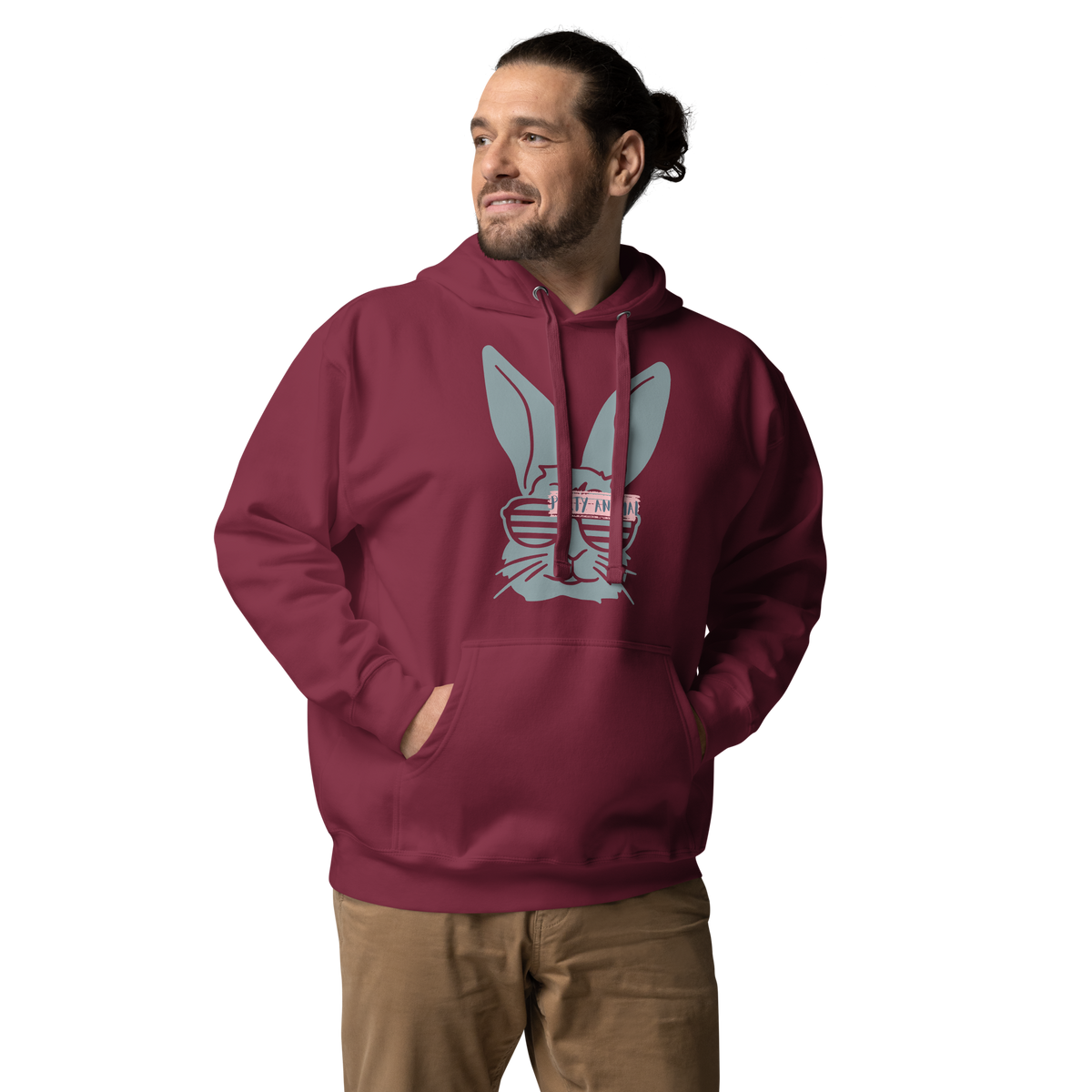Unisex Stay Weird Bunny Graphic Premium Pullover Hoodie Forest Green