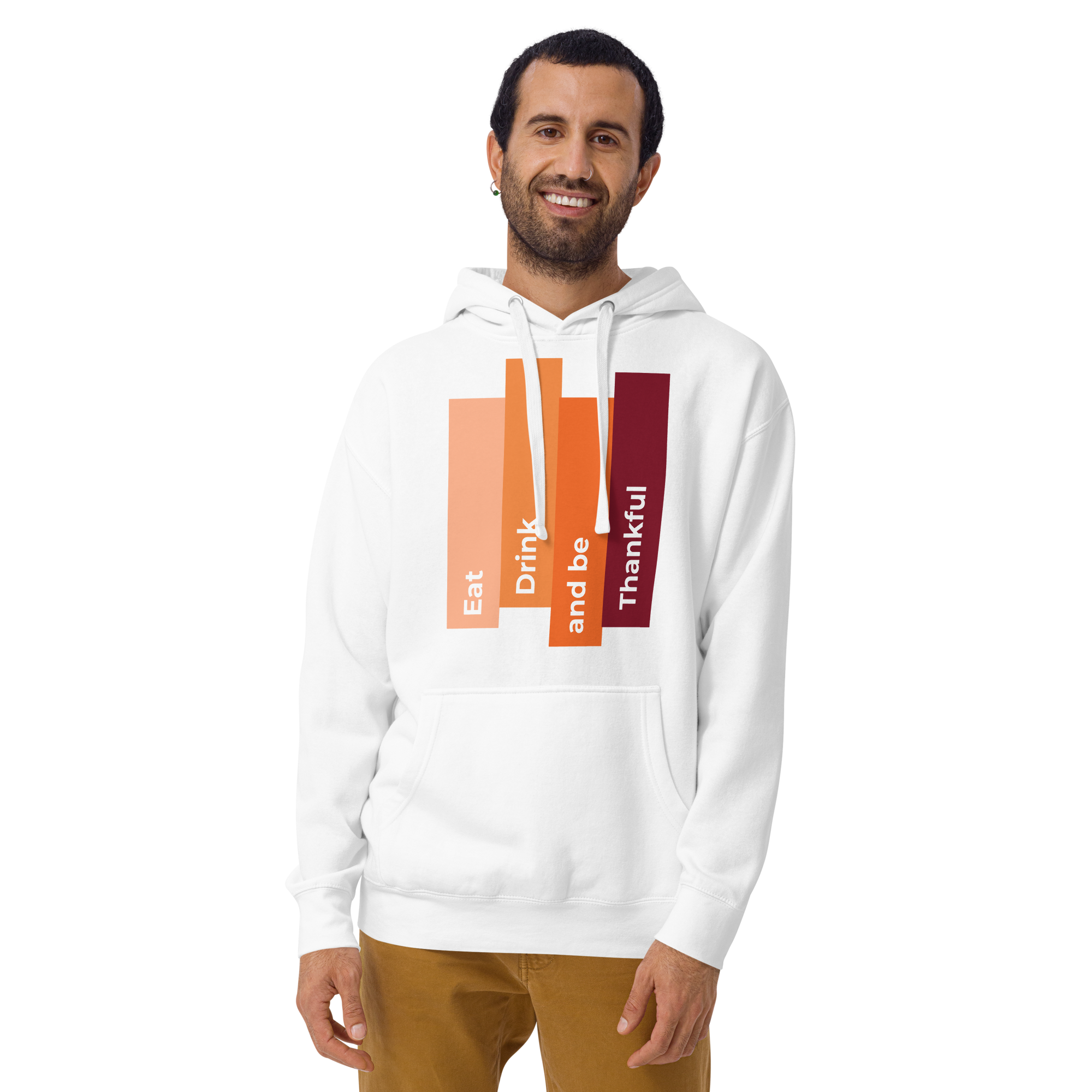 Unisex Eat Drink Be Thankful Fall Premium Pullover Hoodie white