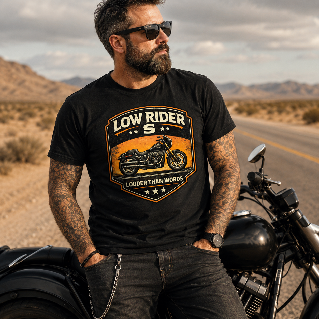 Low Rider S Louder Than Words Motorcycle Graphic Tee main graphic tee image