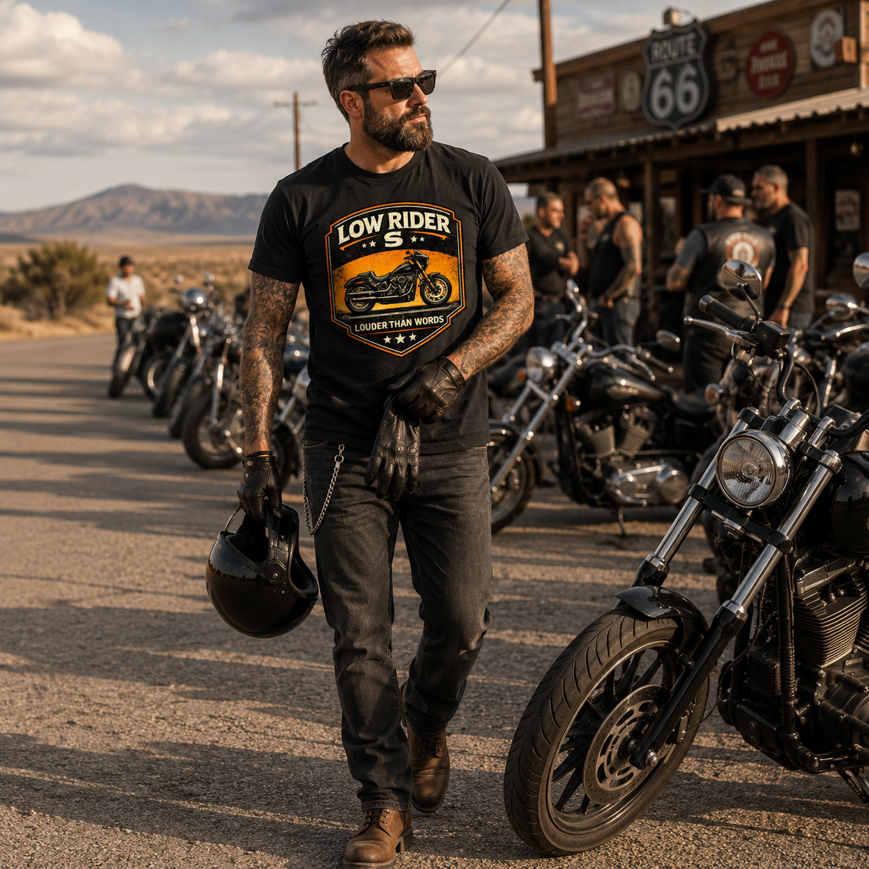 Low Rider S Louder Than Words Motorcycle Graphic Tee front design detail