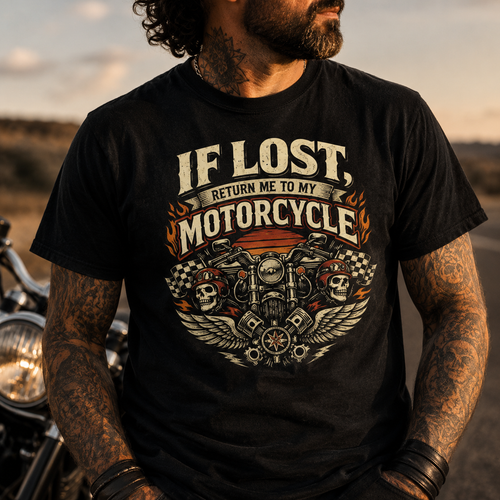 Biker motorcycle graphic t-shirt product image