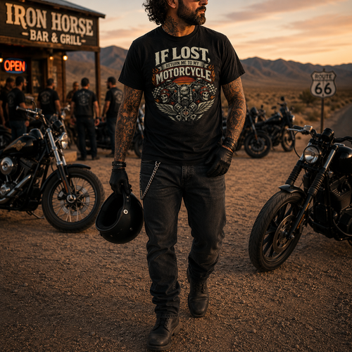 Biker motorcycle graphic t-shirt product image