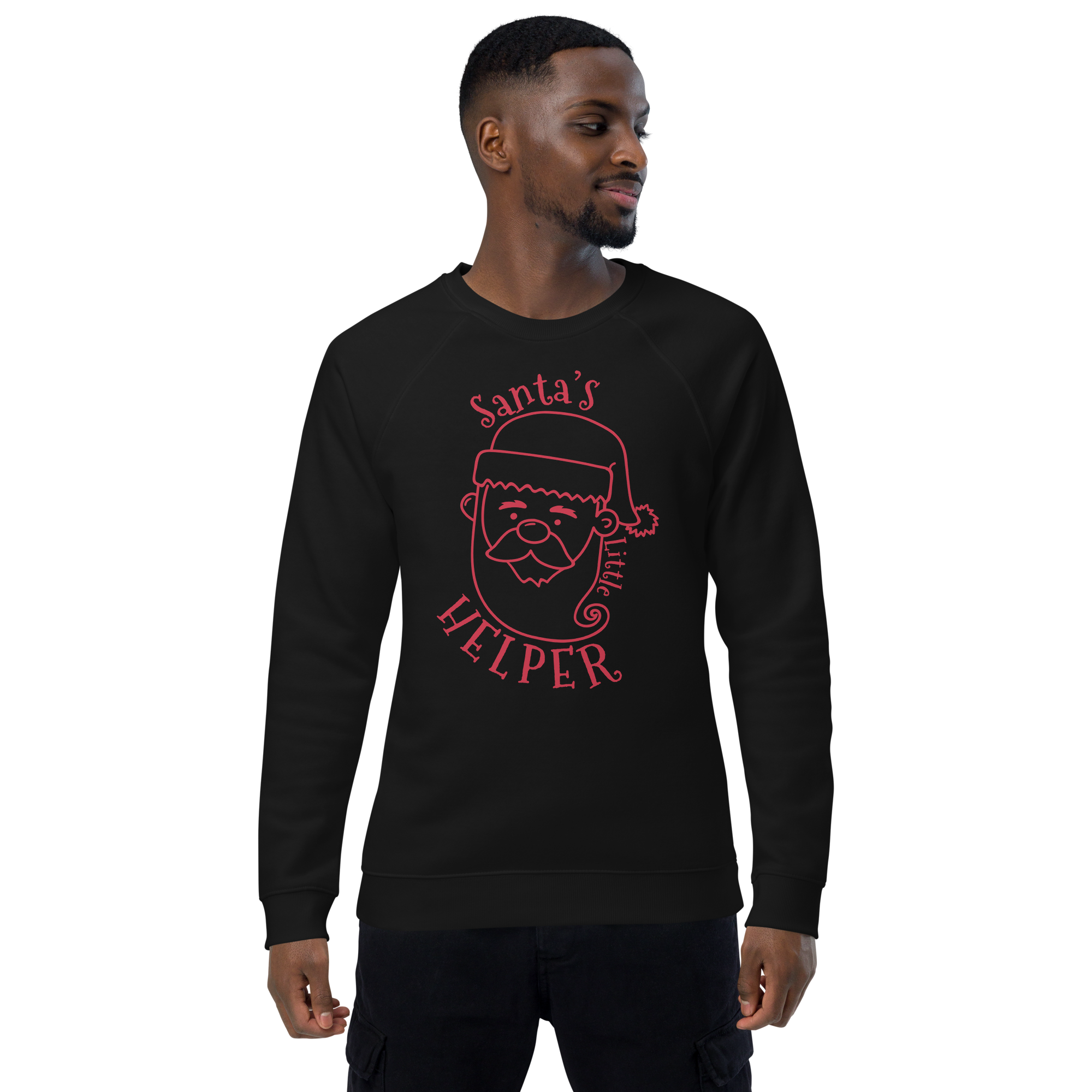 Unisex Santa S Helper Christmas Raglan Printed Sweatshirt burgundy