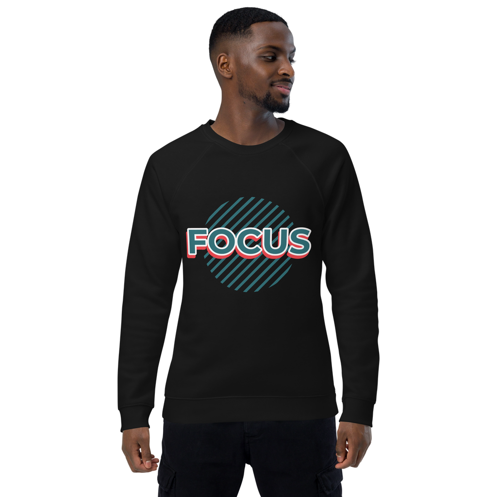 Unisex Focus Motivational Quote Raglan Printed Sweatshirt charcoal-melange