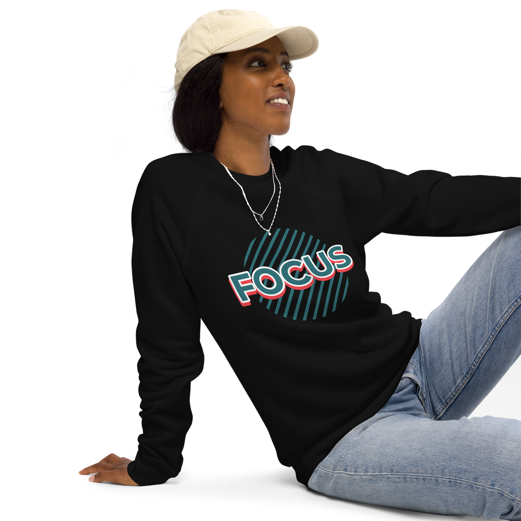 Unisex Focus Motivational Quote Raglan Printed Sweatshirt bottle-green