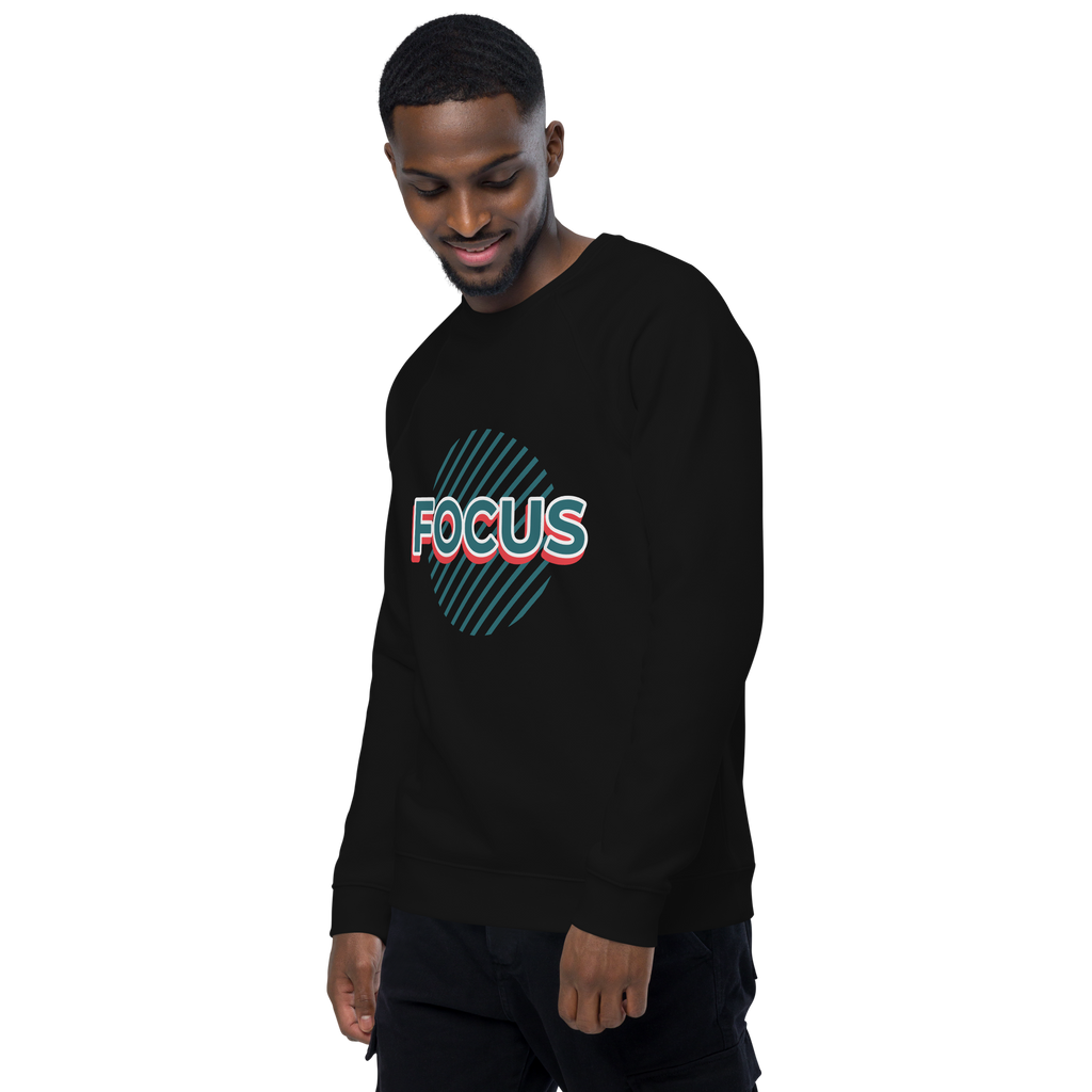 Unisex Focus Motivational Quote Raglan Printed Sweatshirt charcoal-melange