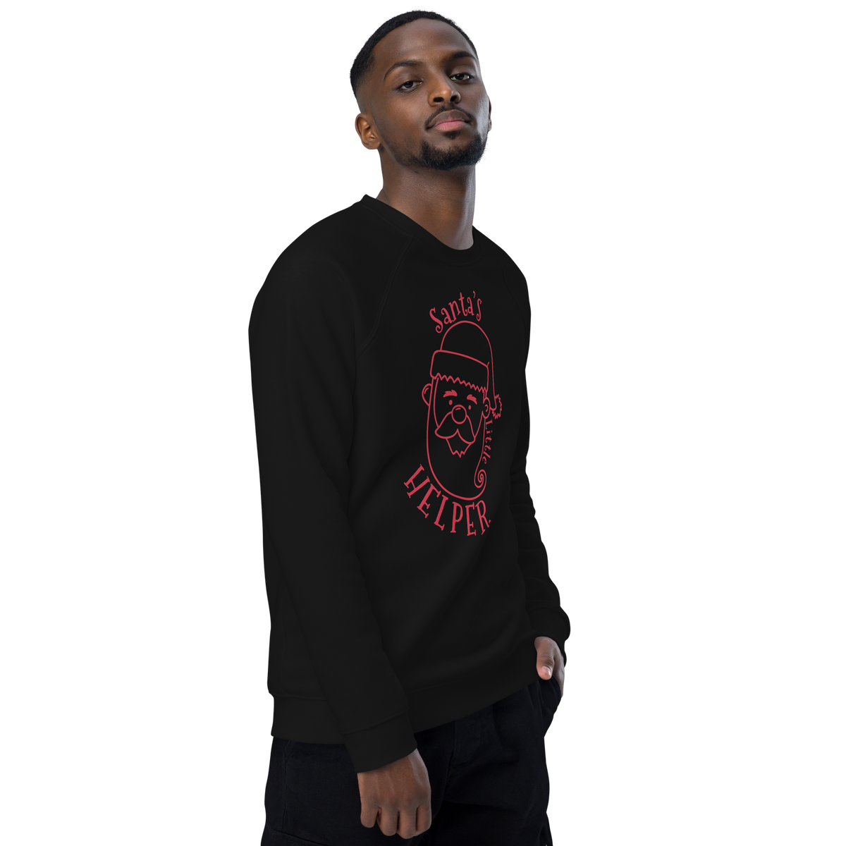 Unisex Santa S Helper Christmas Raglan Printed Sweatshirt burgundy
