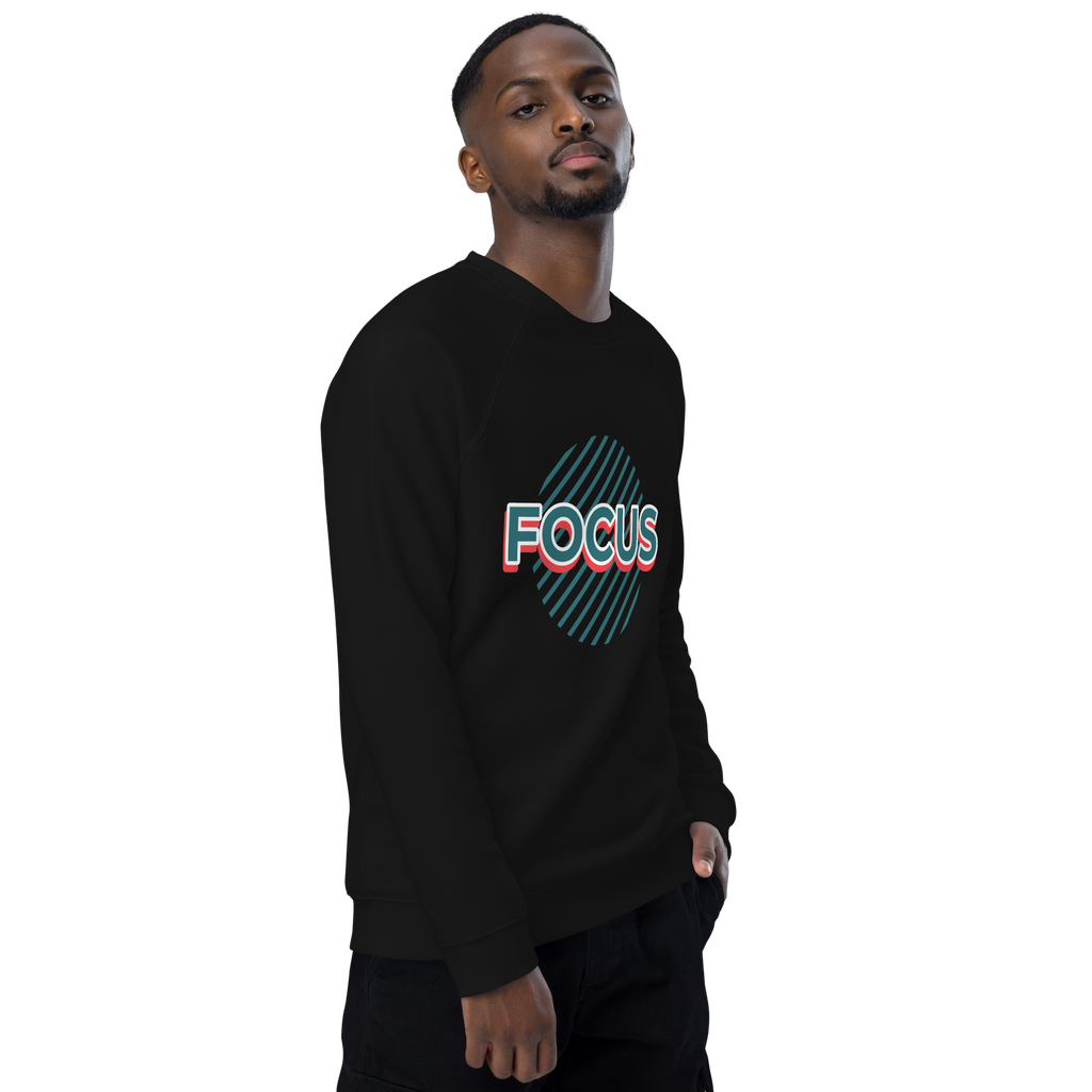 Unisex Focus Motivational Quote Raglan Printed Sweatshirt bottle-green