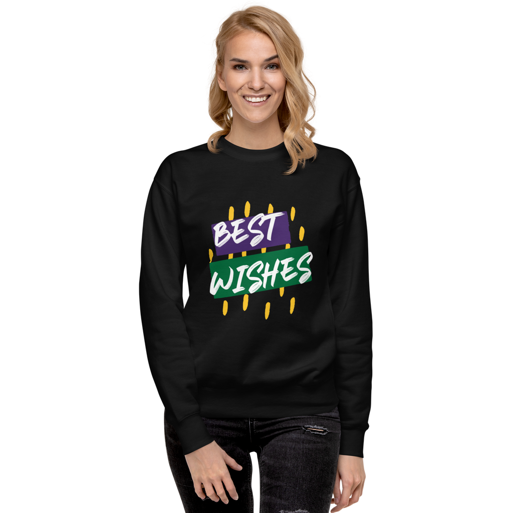 Unisex Best Wishes Premium Printed Sweatshirt black
