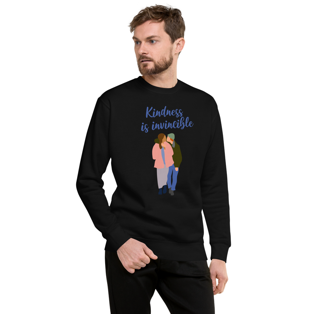 Unisex Kindness Is Invincible Premium Printed Sweatshirt black