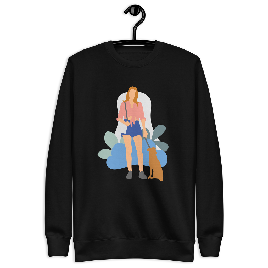Unisex Girl With Dog Premium Printed Sweatshirt navy-blazer