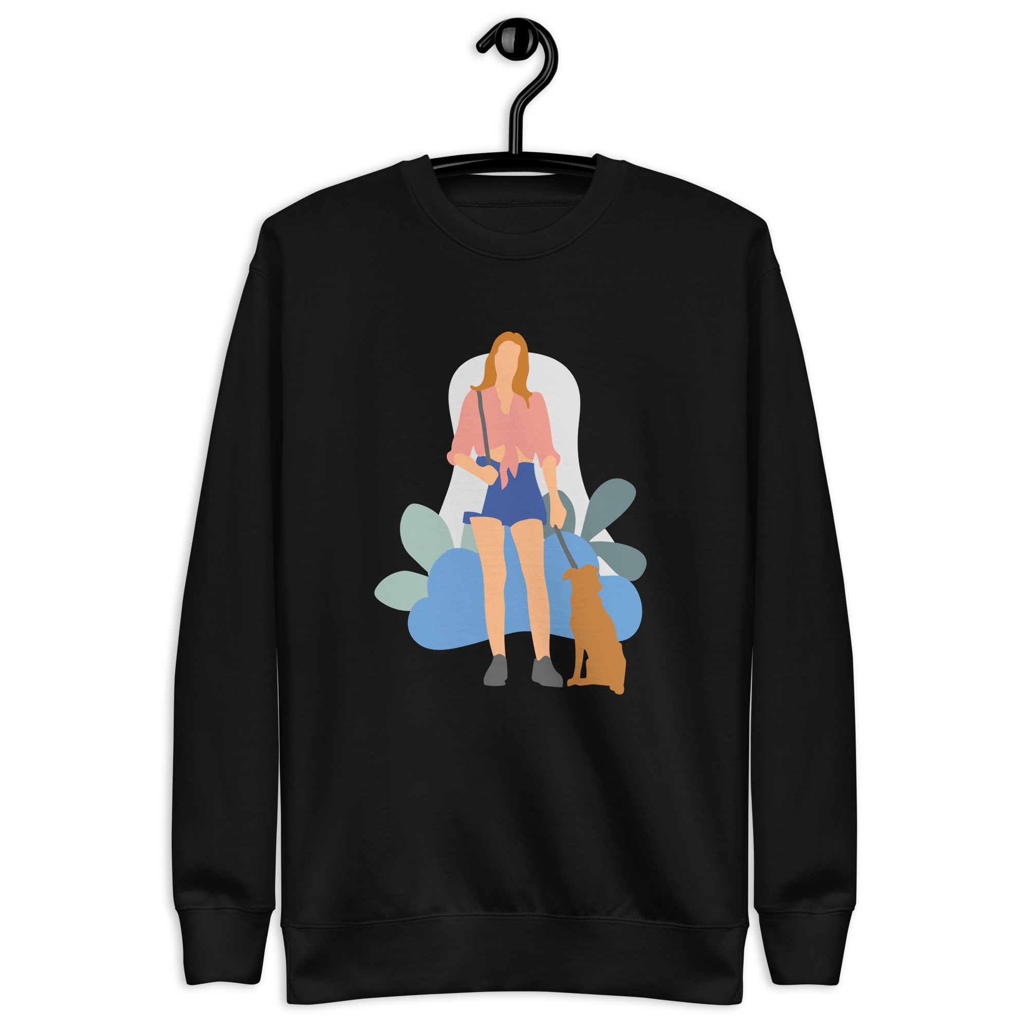 Unisex Girl With Dog Premium Printed Sweatshirt navy-blazer
