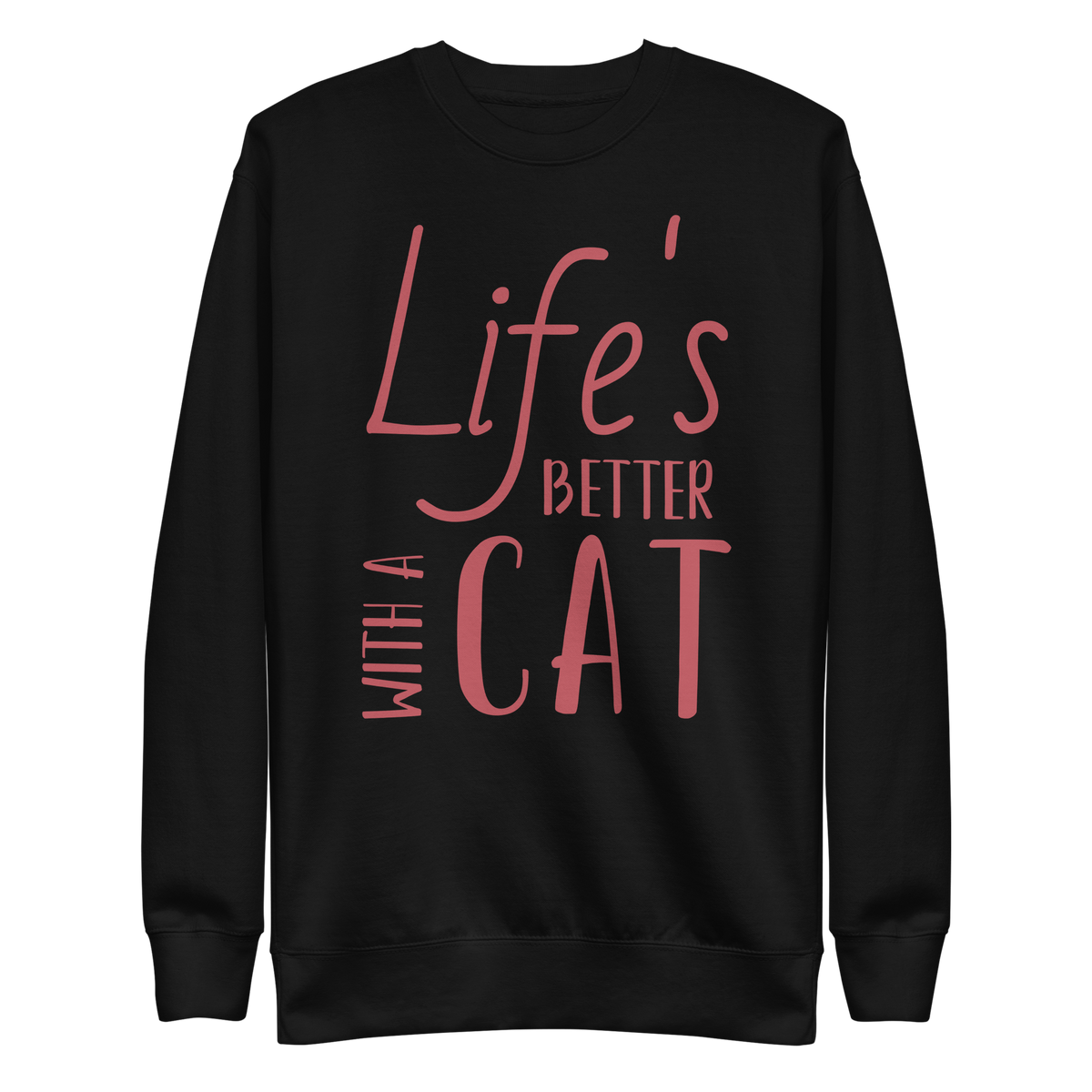 Unisex Life S Better With Cat Premium Printed Sweatshirt navy-blazer