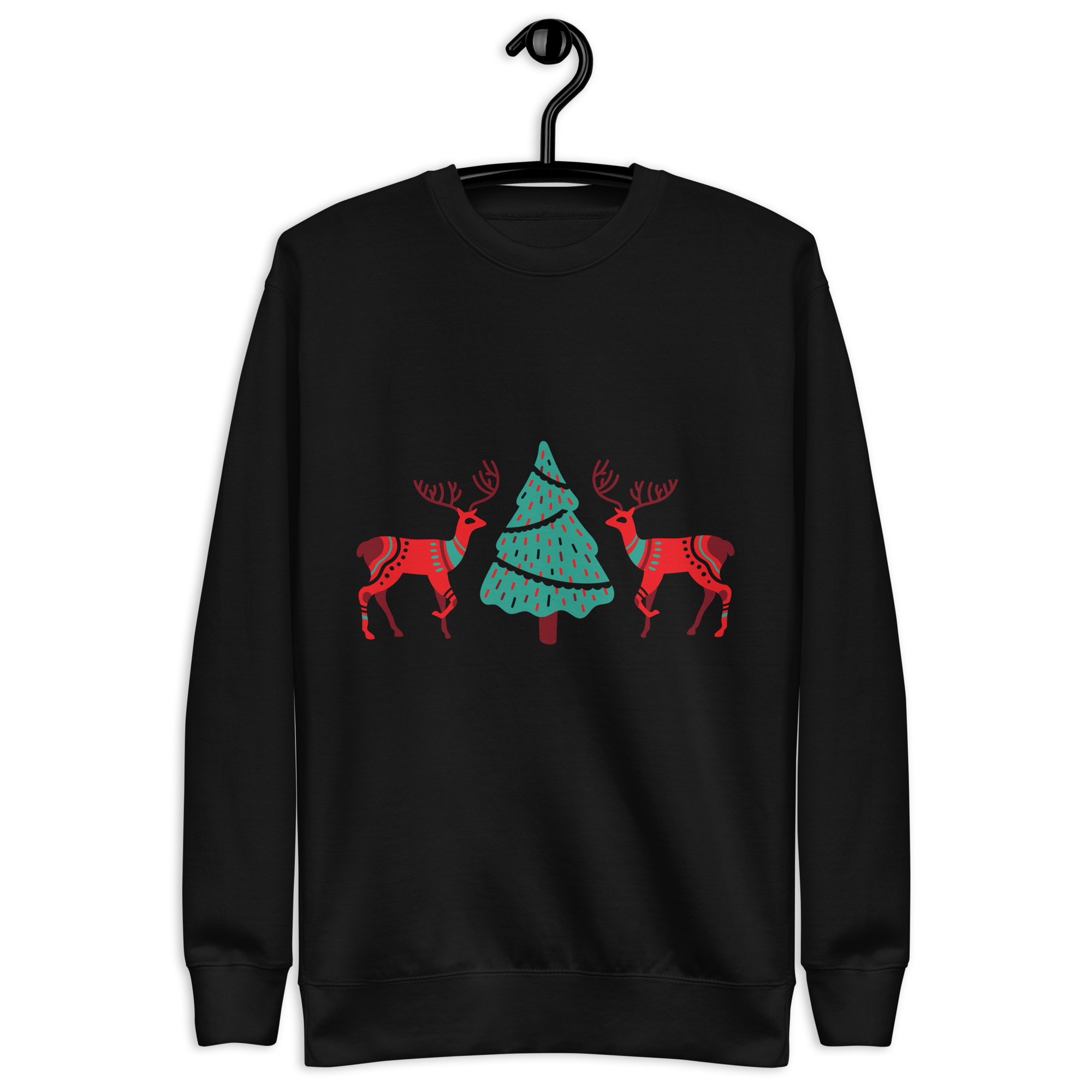 Unisex Reindeer With Christmas Tree Premium Printed Sweatshirt 
