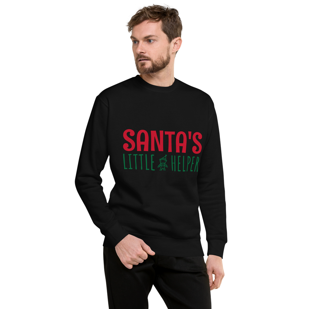 Unisex Santa S Little Helper Premium Printed Sweatshirt white