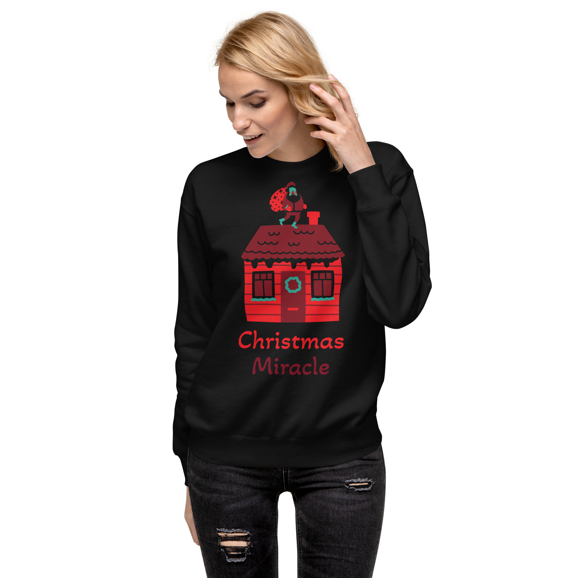 Unisex Christmas Miracle Home Premium Printed Sweatshirt white
