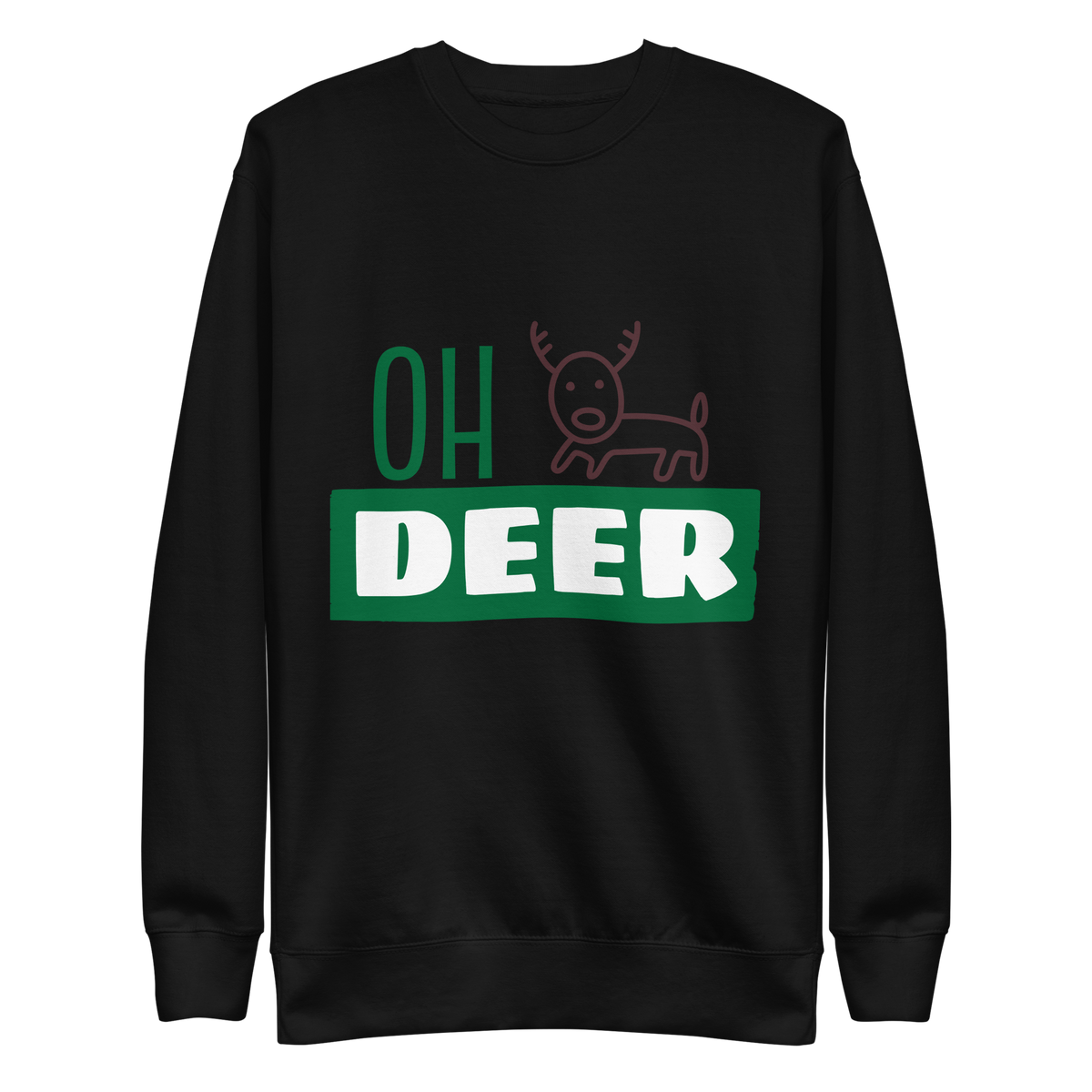 Unisex Deer Christmas Premium Printed Sweatshirt white