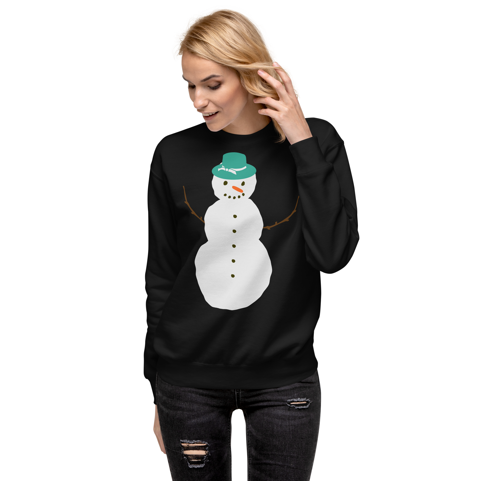 Unisex Snowman Christmas Premium Printed Sweatshirt black